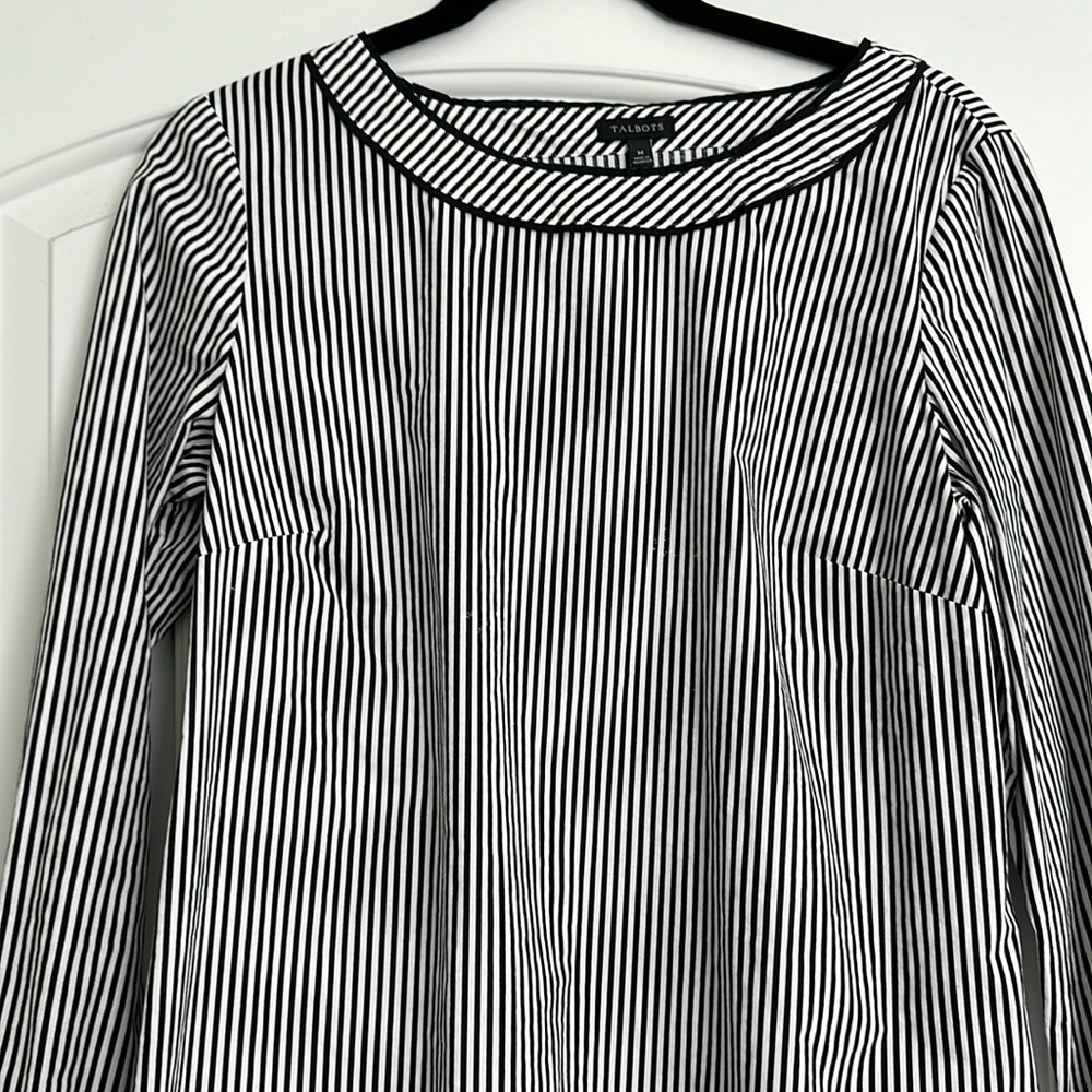 Talbots black/white stripe blouse